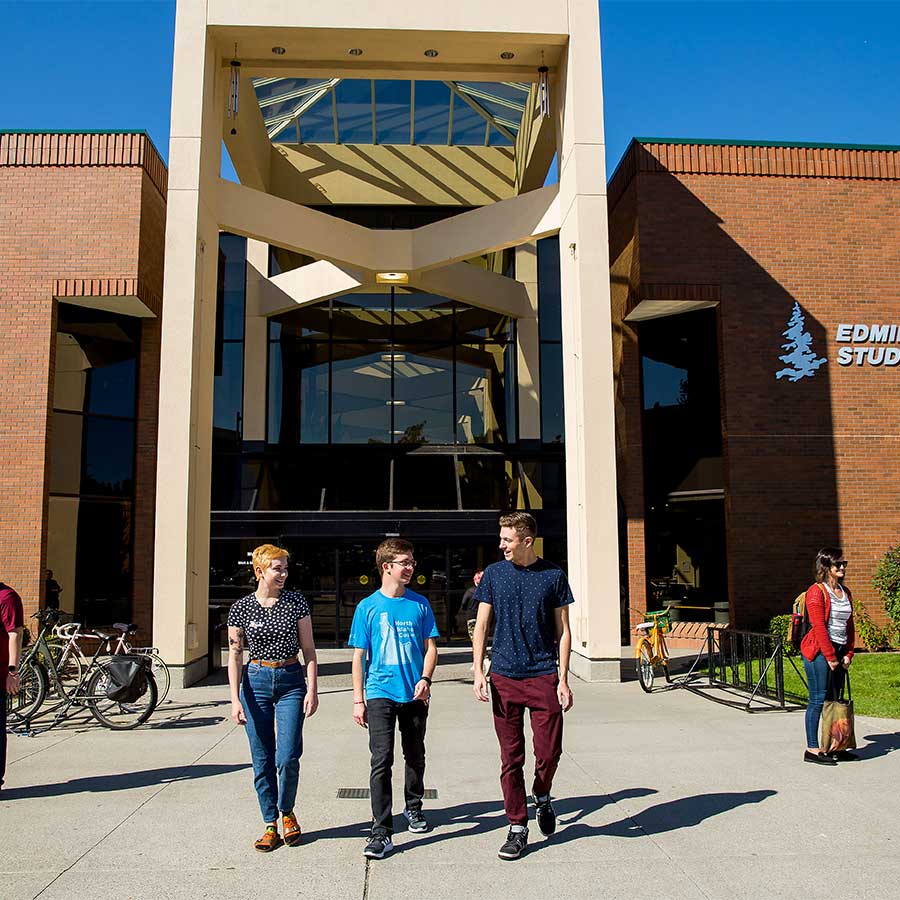 Students walking out of the Edminister Union Building