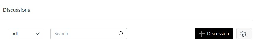 Image of the Canvas Discussion page with the +Discussion button highlighted