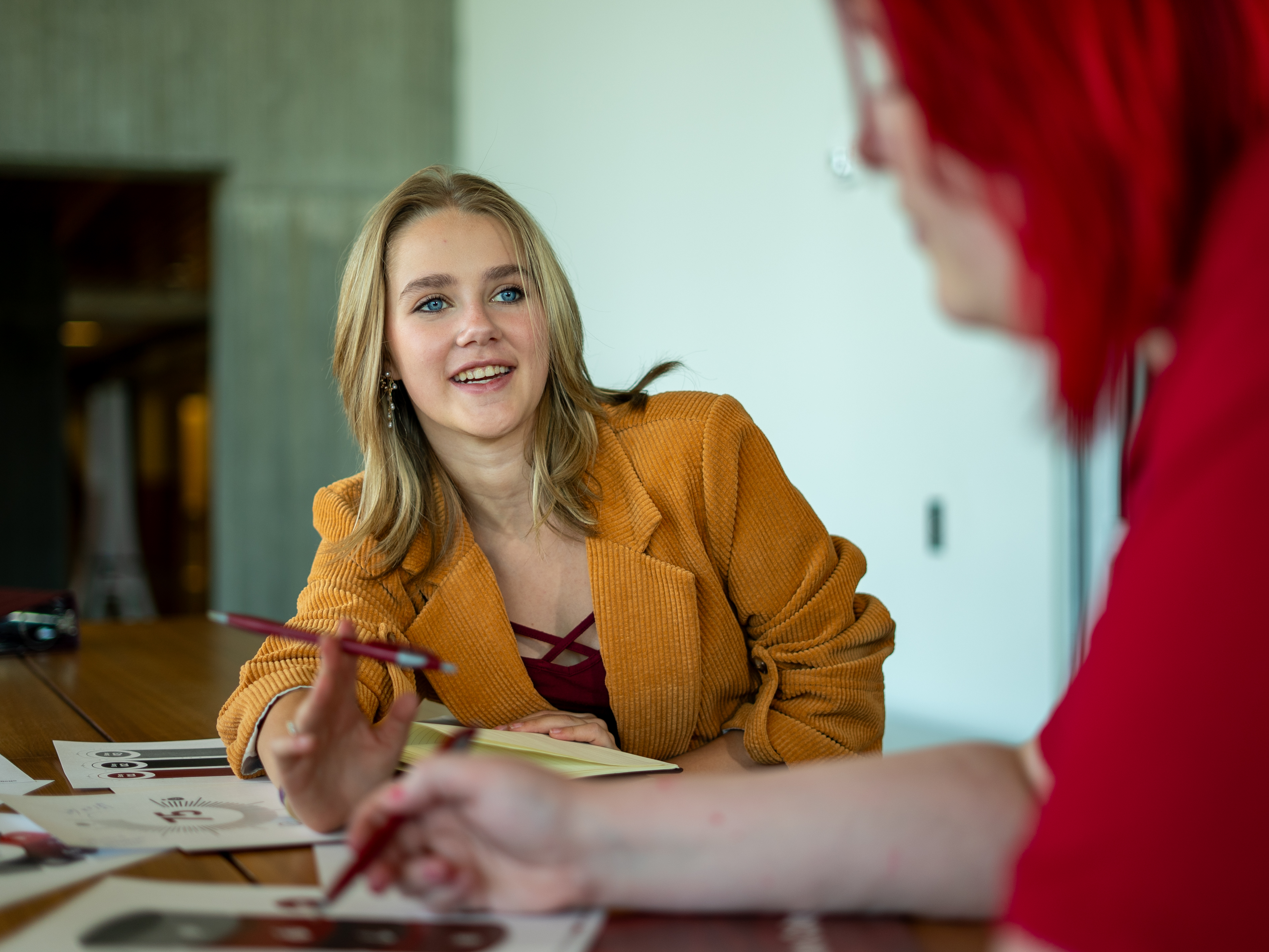 Business student at desk