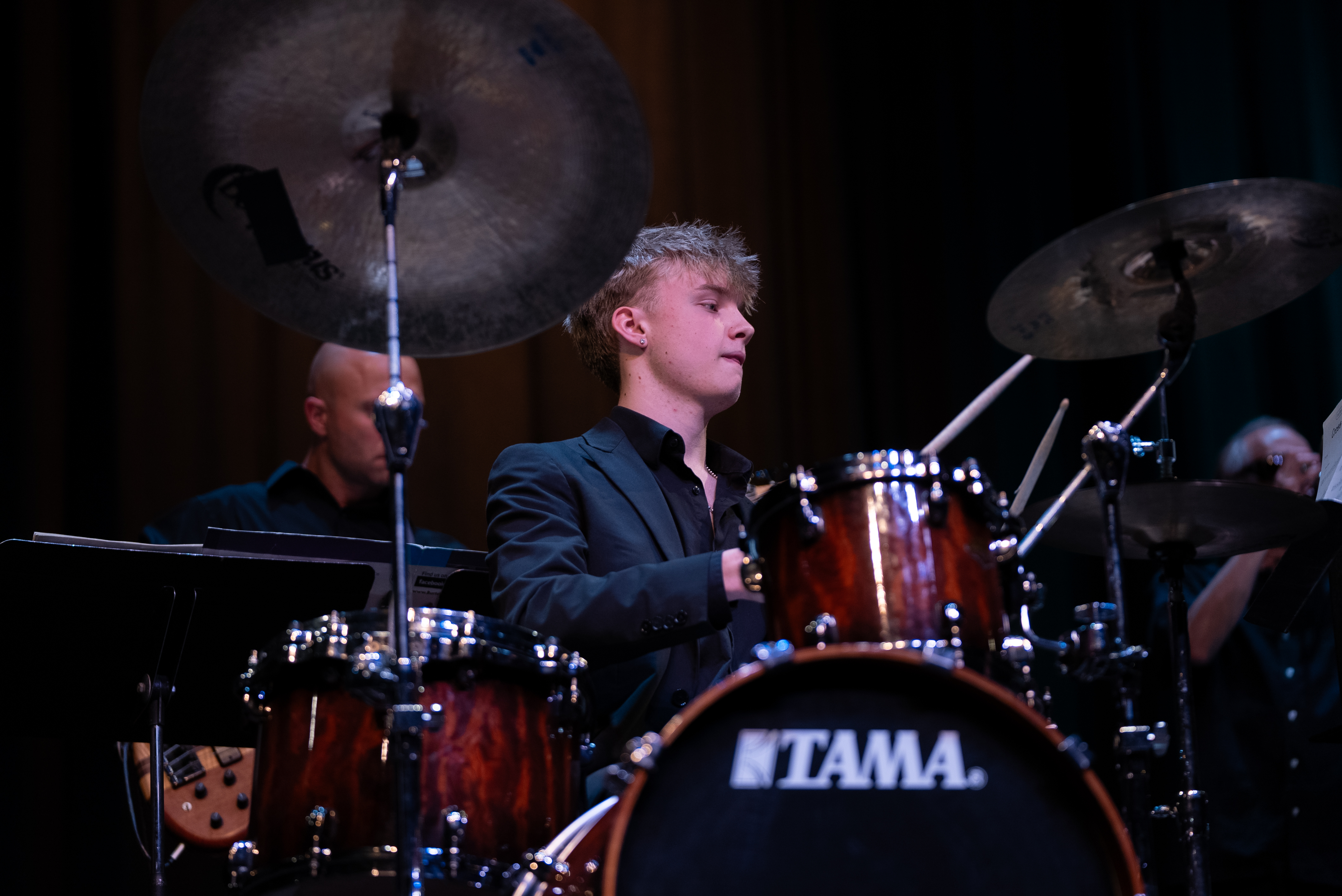 At Jazz ensemble concert student playing the drums