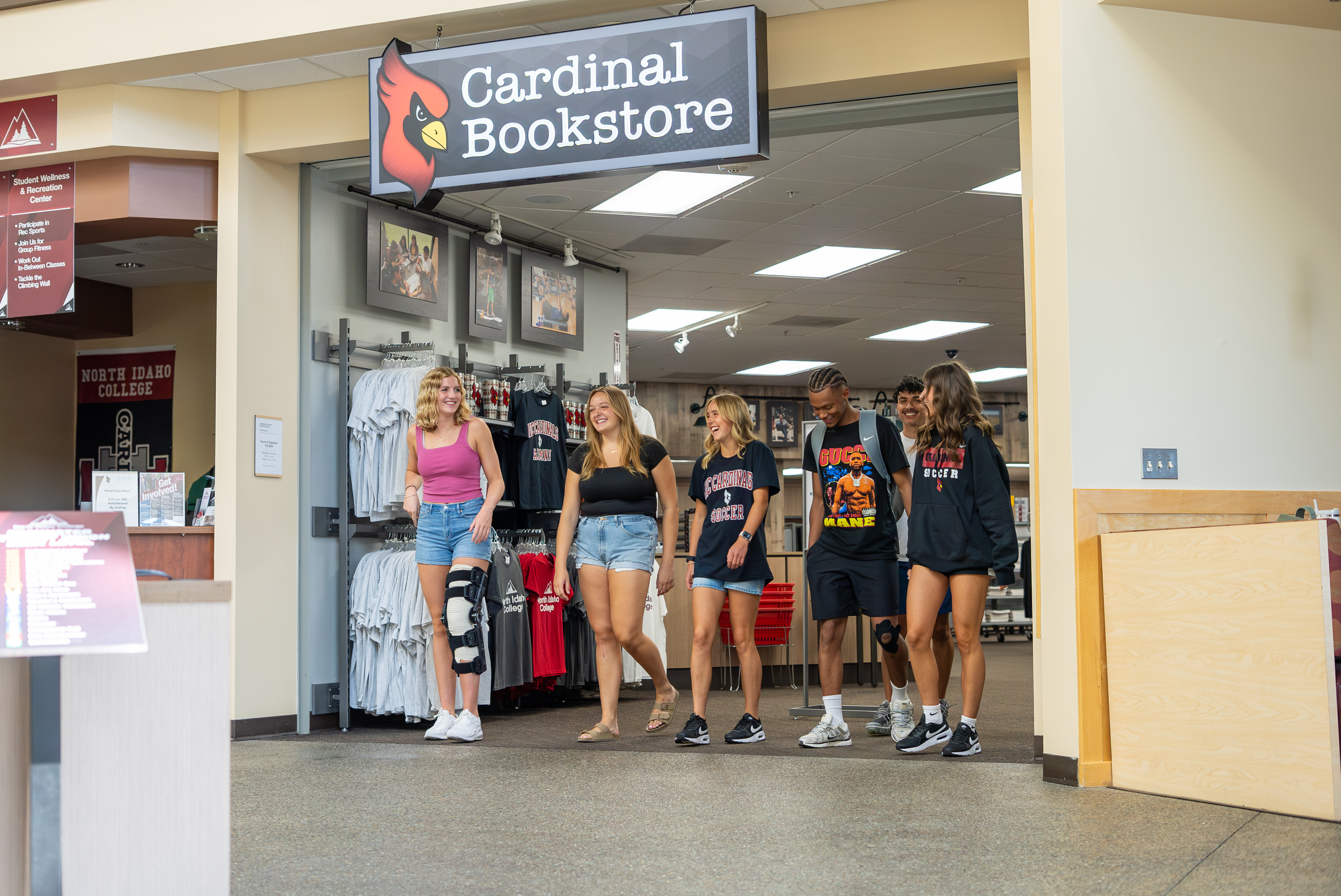 Students walking out of bookstore