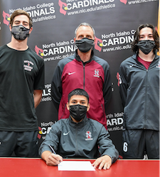 NIC men’s soccer player Jairo Aguirre signs a letter of intent to continue his academic and athletic pursuits at Corban University